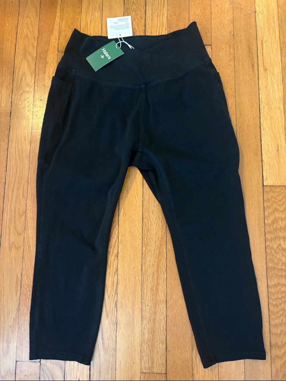 Halara Black Flex Denim Capri Leggings L NWT